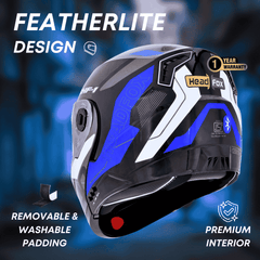 N2 Air Road Glossy Blue Smart Bluetooth Flip-up Double Visor Helmet