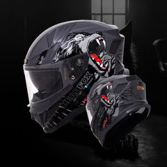 N2 Flash Wolf AI Smart Bluetooth Helmet for Men with Subwoofer, ENC, GPS & Calls