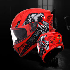 N2 Flash Wolf AI Smart Bluetooth Helmet for Men with Music, ENC, GPS & Calls (Matt Red)