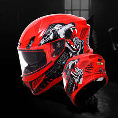 N2 Flash Wolf AI Smart Bluetooth Helmet for Men with Music, ENC, GPS & Calls (Glossy Red)