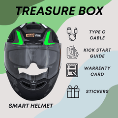 N2 Air Road Matt Green Smart Bluetooth Flip-up Double Visor Helmet