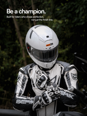 H4 BRO1 Gloss White Smart Bluetooth Full-face Double Visor Helmet