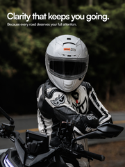 H4 BRO1 Gloss White Smart Bluetooth Full-face Double Visor Helmet