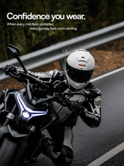 H4 BRO1 Matt White Smart Bluetooth Full-face Double Visor Helmet