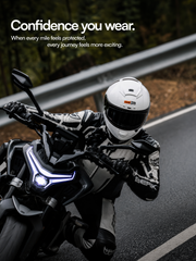 H4 BRO1 Gloss White Smart Bluetooth Full-face Double Visor Helmet