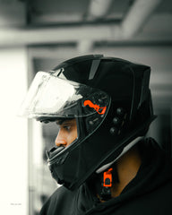 H4 BRO1 Gloss Black Smart Bluetooth Full-face Double Visor Helmet