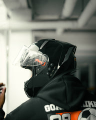 H4 BRO1 Gloss Black Smart Bluetooth Full-face Double Visor Helmet