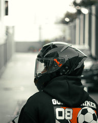 H4 BRO1 Gloss Black Smart Bluetooth Full-face Double Visor Helmet