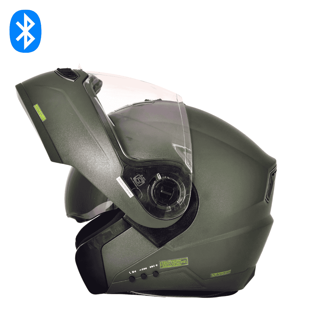 N2 Air Dashing Battle Green Smart Bluetooth Flip-up Double Visor Helmet