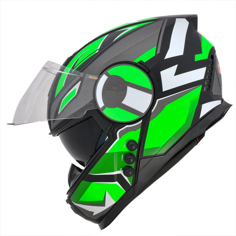 H4 Air Speed Green Smart Bluetooth Full-face Double Visor Helmet