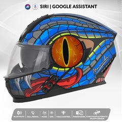 H4 Air Mamba Matt Blue Smart Bluetooth Full-face Double Visor Helmet