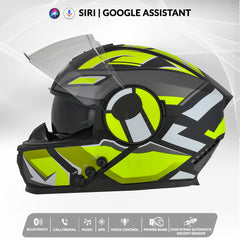 H4 Air Speed Matt Yellow Smart Bluetooth Full-face Double Visor Helmet