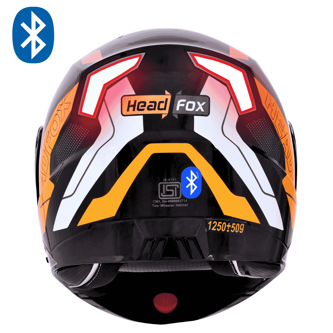 N2 Air Road Glossy Orange Smart Bluetooth Flip-up Double Visor Helmet