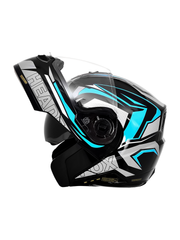 N2 FLASH Air METRO Glossy Blue Smart Bluetooth Flip-Up Double Visor Helmet