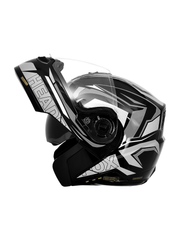 N2 FLASH Air METRO Glossy Grey Smart Bluetooth Flip-Up Double Visor Helmet
