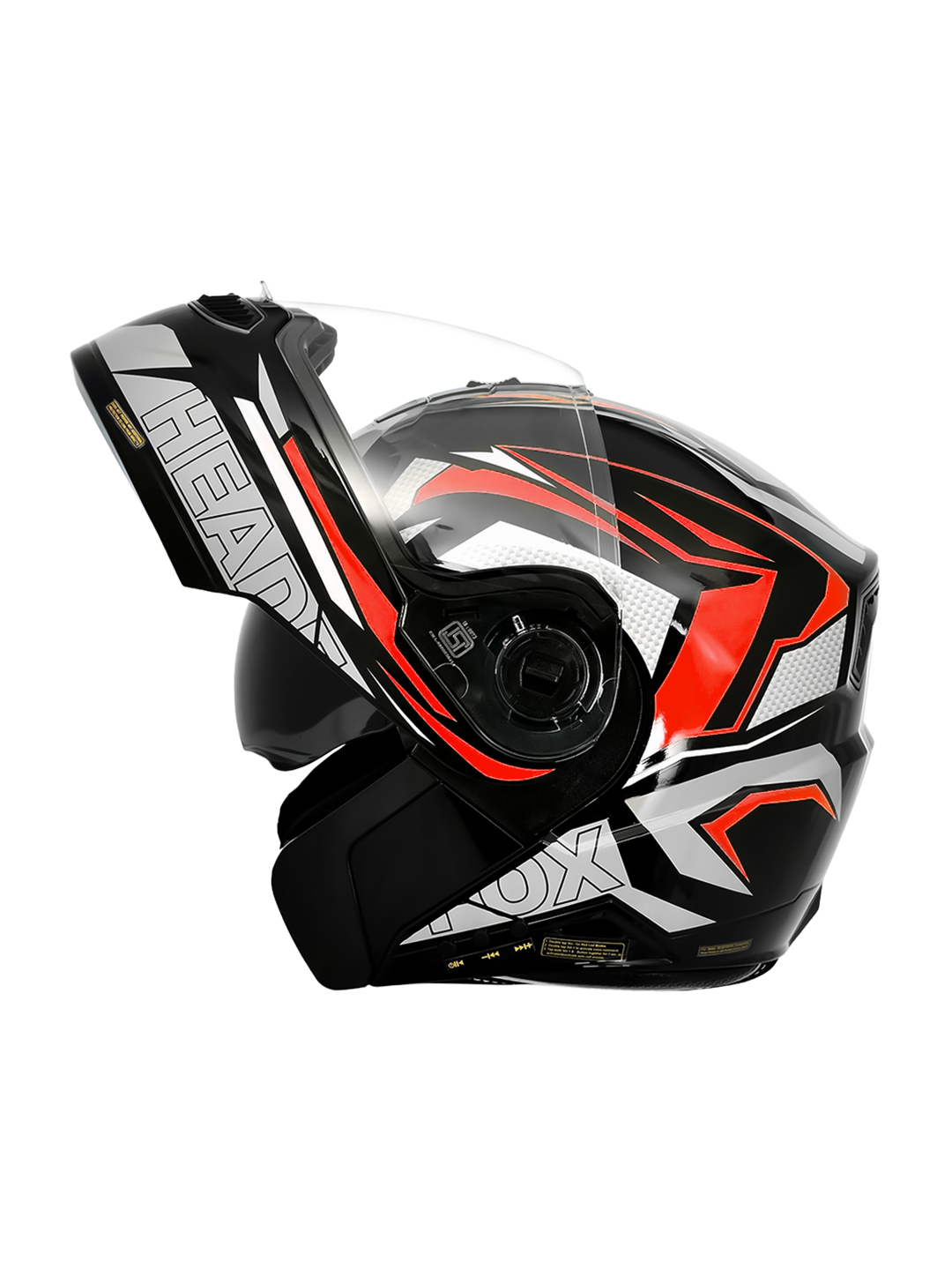 N2 FLASH Air METRO Glossy Red Smart Bluetooth Flip-Up Double Visor Helmet