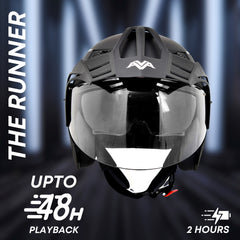 AVA N2 Smart Bluetooth Bike Helmet with Calls, Music & Voice Assist Black