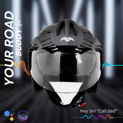 AVA N2 Smart Bluetooth Bike Helmet with Calls, Music & Voice Assist Black