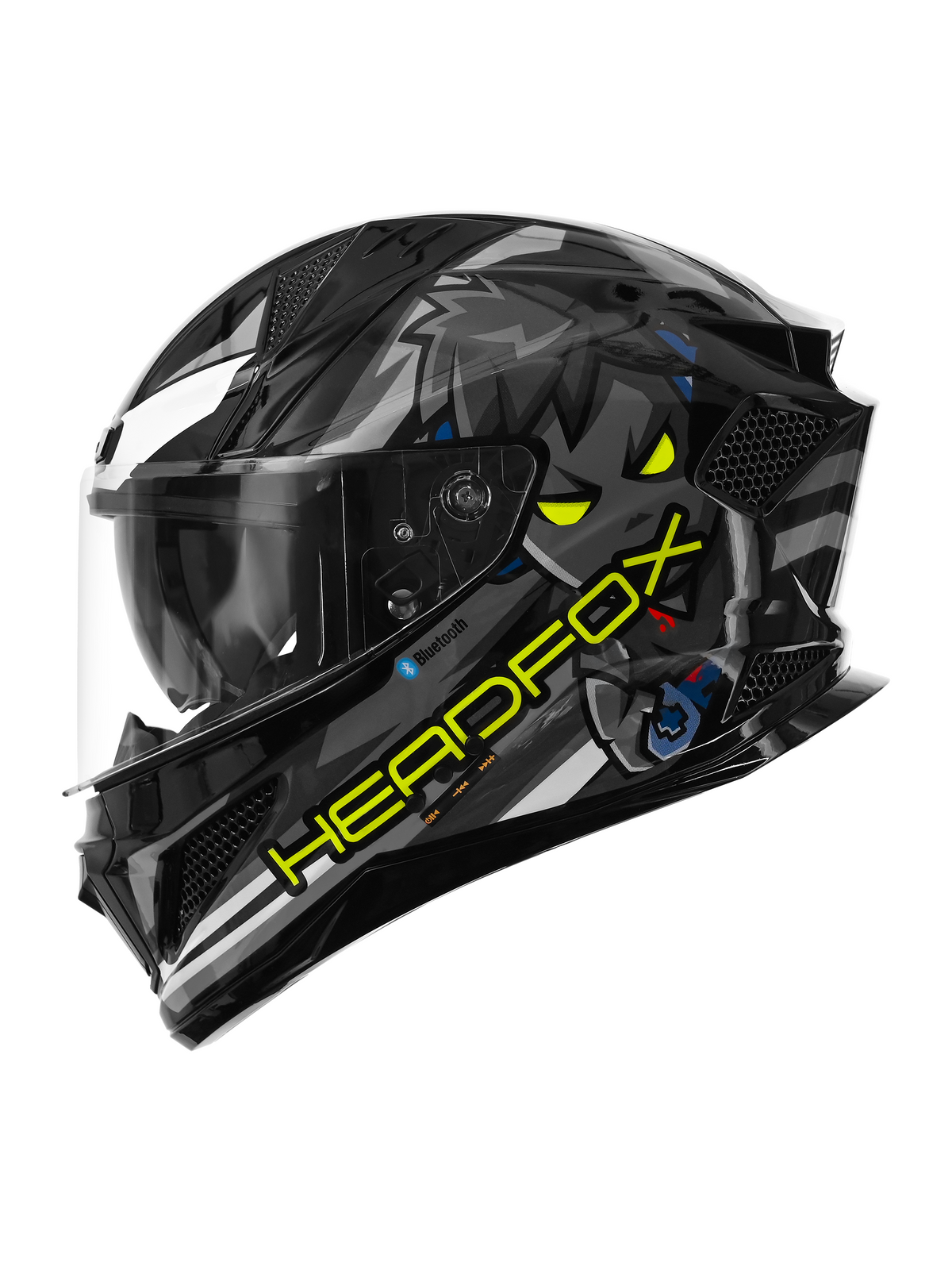 HeadFox Shady Smart Bluetooth Helmet  Full Face with Voice Assistant & LED Blinker