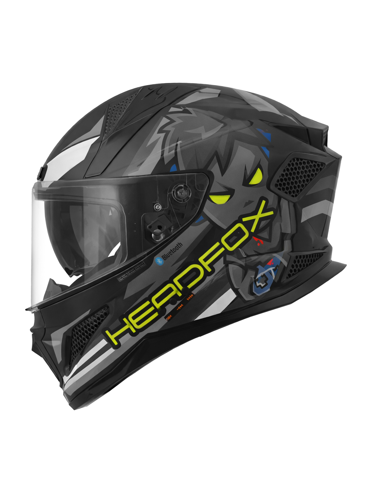 HeadFox Shady Smart Bluetooth Helmet  Full Face with Voice Assistant & LED Blinker