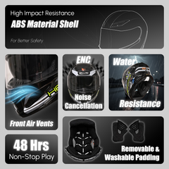 HEADFOX N2 Flash Shady Smart Bluetooth Full Face Helmet for Man & Women for Sports Bike with Aircraft Light, Noise Cancellation, Voice Assistance & GPS