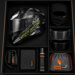 HeadFox Shady Smart Bluetooth Helmet  Full Face with Voice Assistant , LED Blinker & Premium Rider Combo
