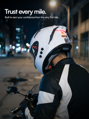 H4 BRO1 Matt White Smart Bluetooth Full-face Double Visor Helmet