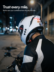H4 BRO1 Gloss White Smart Bluetooth Full-face Double Visor Helmet