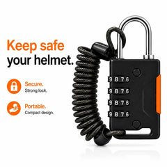 Helmet Lock for Mens Bike | 4 Digit Combination Cable Lock for Scooter