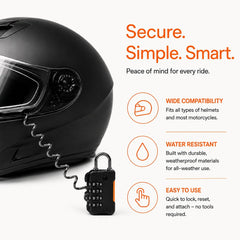 Helmet Lock for Mens Bike | 4 Digit Combination Cable Lock for Scooter