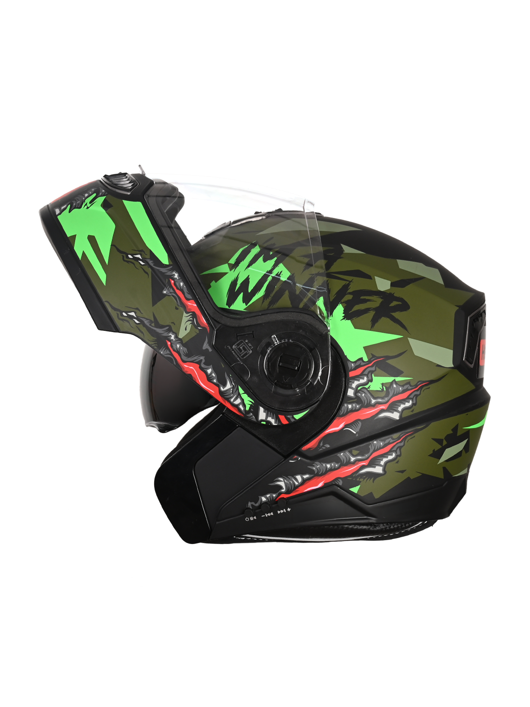 N2 Air Winner Matt Green Smart Bluetooth Flip-up Double Visor Helmet
