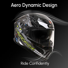 HEADFOX N2 Flash Shady Smart Bluetooth Full Face Helmet for Man & Women for Sports Bike with Aircraft Light, Noise Cancellation, Voice Assistance & GPS