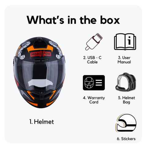 N2 FLASH Air Birdie Orange Smart Bluetooth Flip-Up Double Visor Helmet