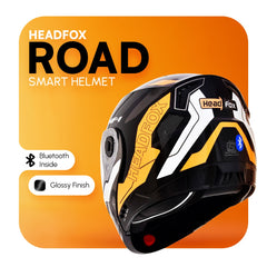 N2 Air Road Glossy Orange Smart Bluetooth Flip-up Double Visor Helmet