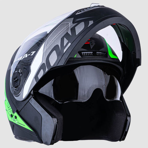N2 Air Road Green Smart Bluetooth Flip-up Double Visor Helmet