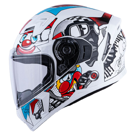 N2 Raptor Comic white Smart Bluetooth Full-Face Single Visor Helmet