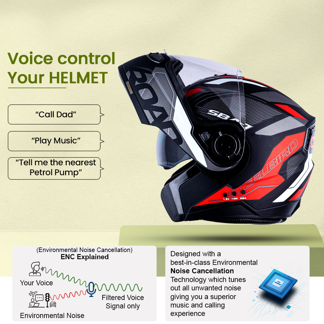 N2 Air Road Red Smart Bluetooth Flip-up Double Visor Helmet
