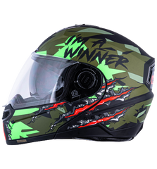 N2 Air Winner Matt Green Smart Bluetooth Flip-up Double Visor Helmet