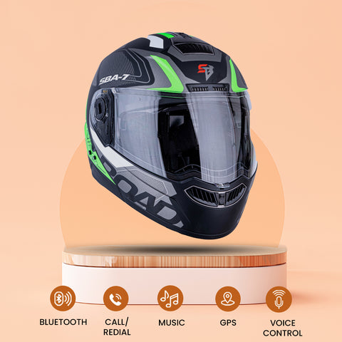 N2 Air Road Green Smart Bluetooth Flip-up Double Visor Helmet