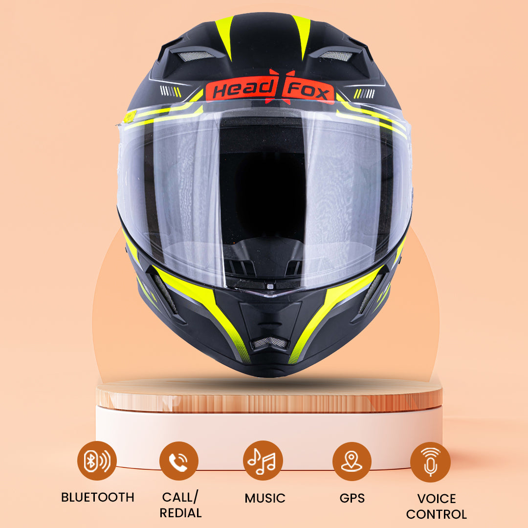 N2 Raptor Ultimate Yellow Smart Bluetooth Full-Face Single Visor Helmet