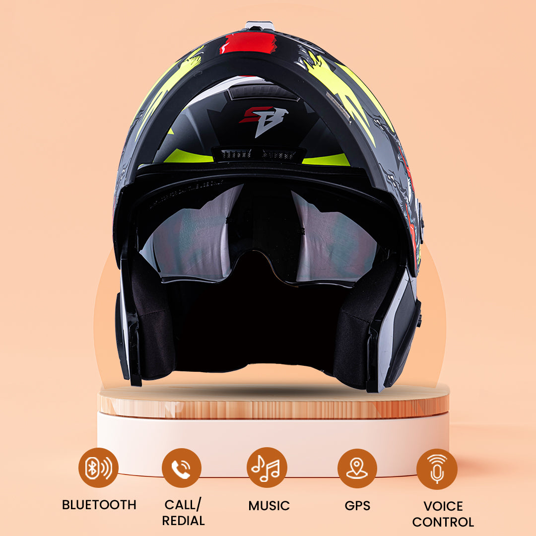 N2 Air Winner Yellow Smart Bluetooth Flip-up Double Visor Helmet