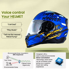 N2 Air Winner Matt Blue Smart Bluetooth Flip-up Double Visor Helmet