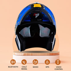 N2 Air Winner Matt Blue Smart Bluetooth Flip-up Double Visor Helmet