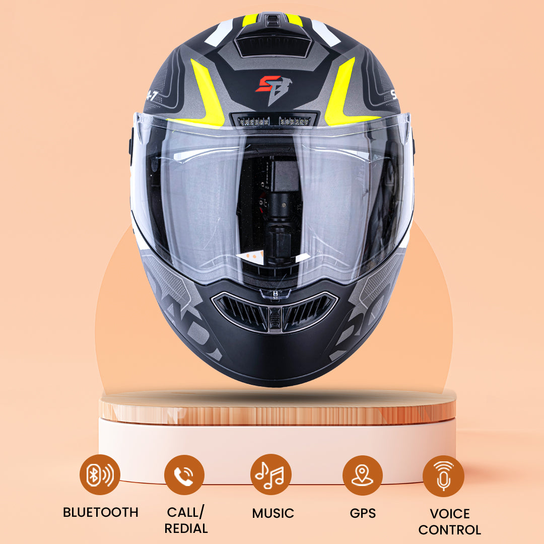 N2 Air Road Yellow Smart Bluetooth Flip-up Double Visor Helmet