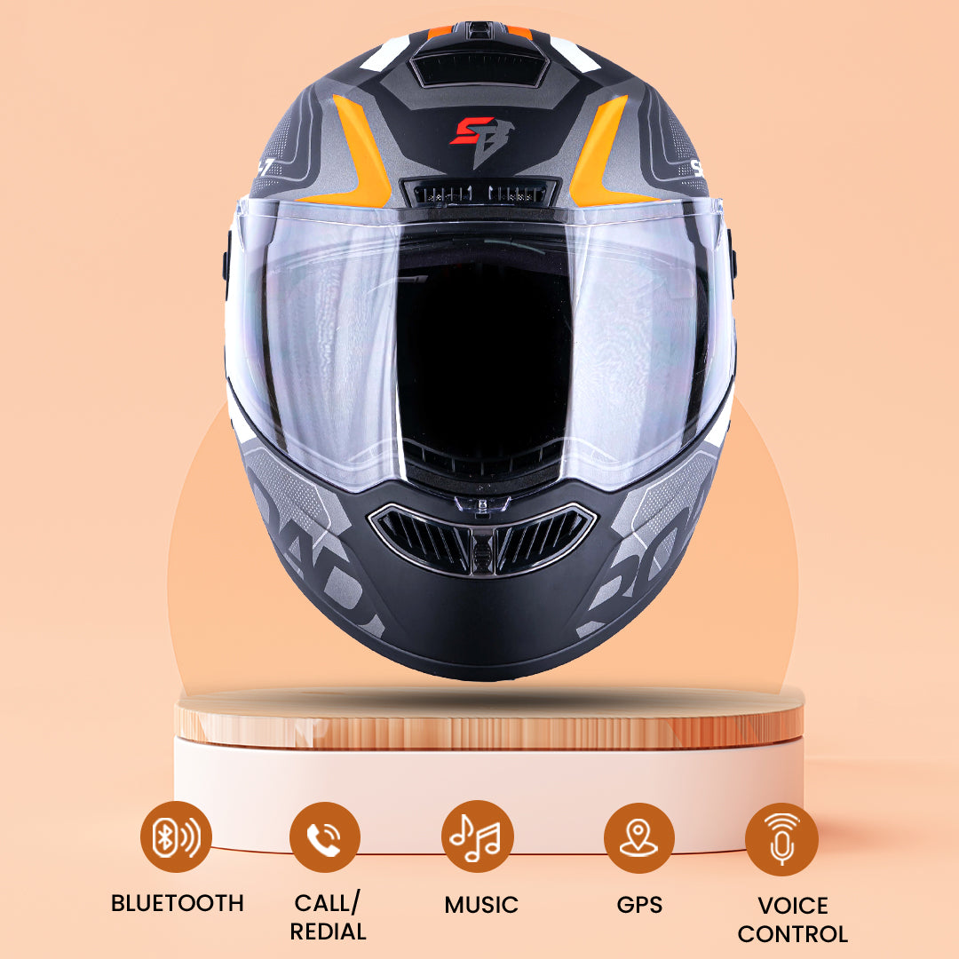 N2 Air Road Orange Smart Bluetooth Flip-up Single Visor Helmet