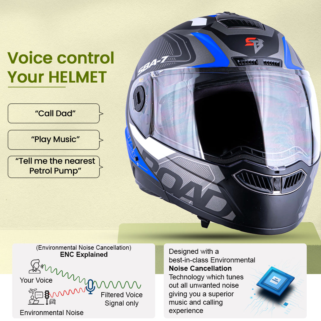 N2 Air Road Blue Smart Bluetooth Flip-up Single Visor Helmet