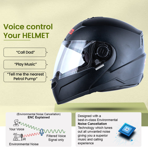 N2 Air Dashing Black Smart Bluetooth Flip-up Single Visor Helmet