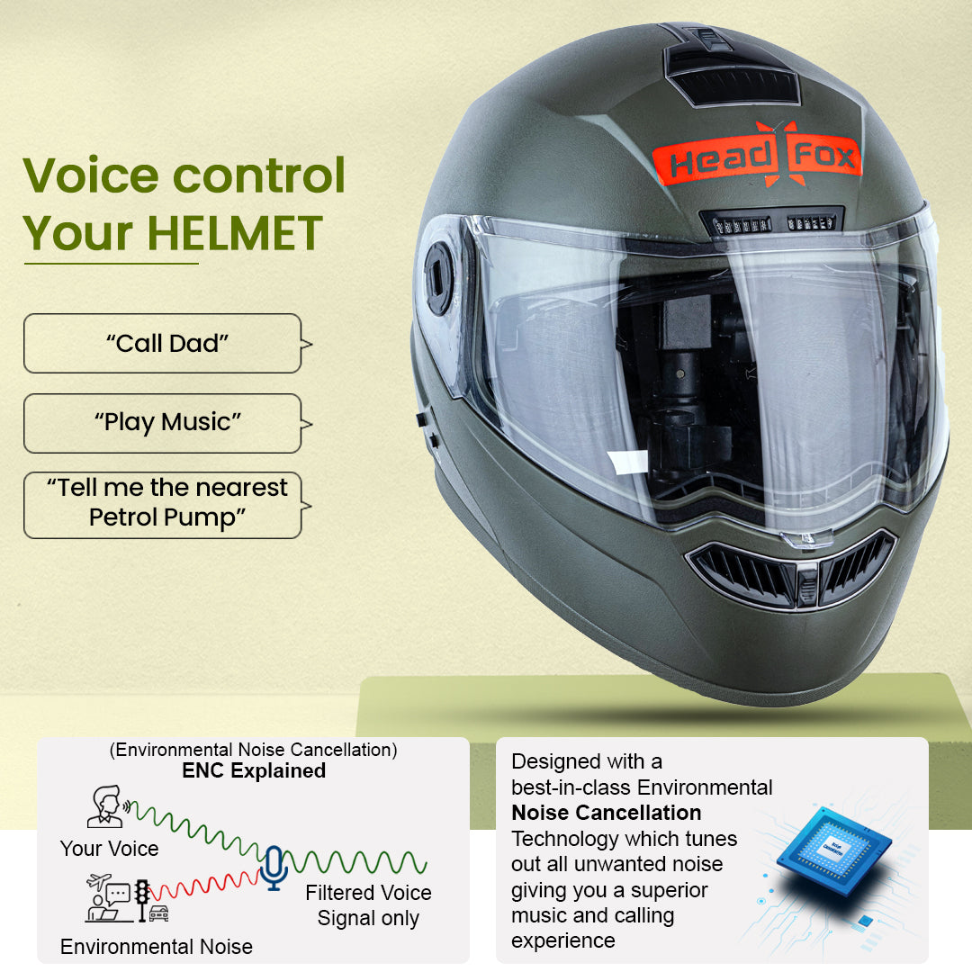 N2 Air Dashing Battle Green Smart Bluetooth Flip-up Double Visor Helmet