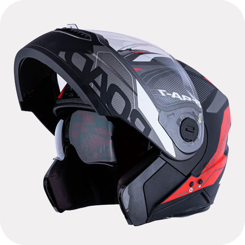 N2 Air Road Red Smart Bluetooth Flip-up Double Visor Helmet